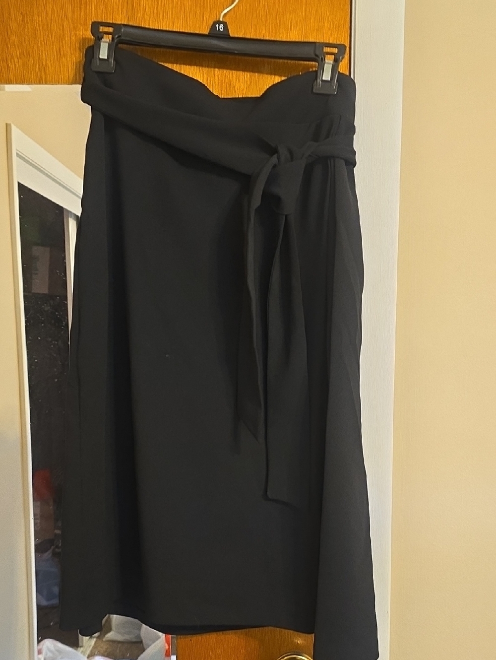 Tie-Waist Black Midi Skirt - Women